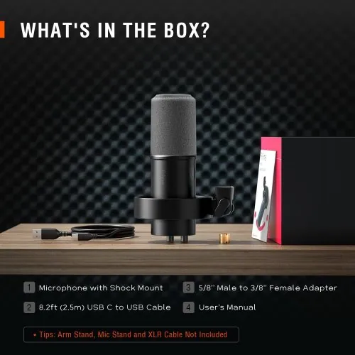 Microfone dinâmico FIFINE, microfone para PC de gravação de podcast XLRUSB para streaming de voz vocal, K688 Preto