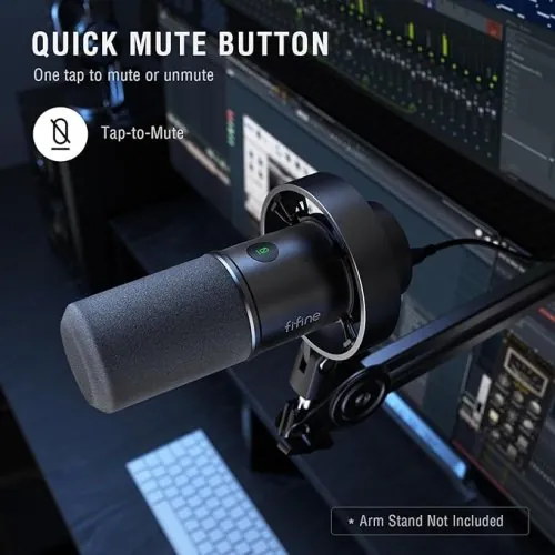 Microfone dinâmico FIFINE, microfone para PC de gravação de podcast XLRUSB para streaming de voz vocal, K688 Preto