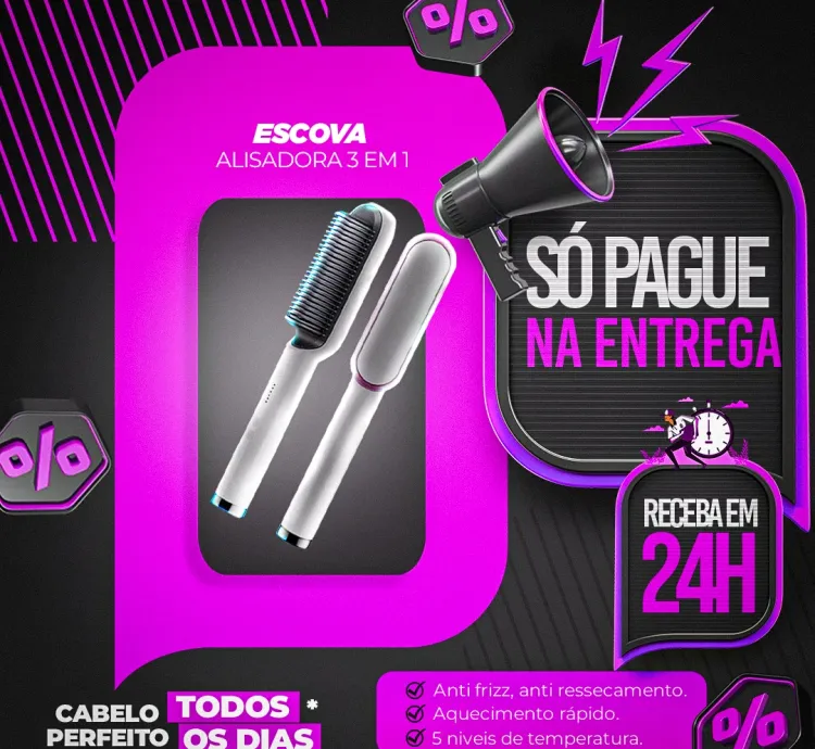 Escova Alisadora 3 em 1