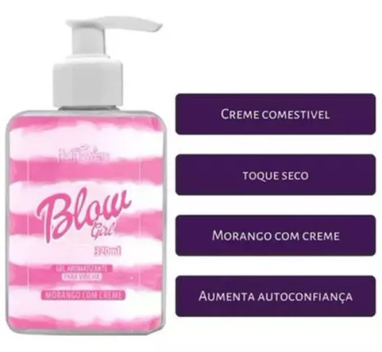 Blow Girl Gel Aromatizante Beijável Morango Com Creme 320ml