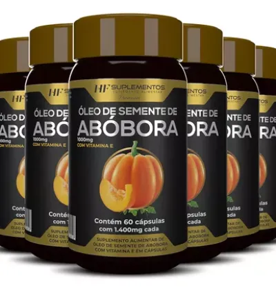 Kit 6 frascos de Óleos De Semente De Abóbora 60 Cáps 1400mg