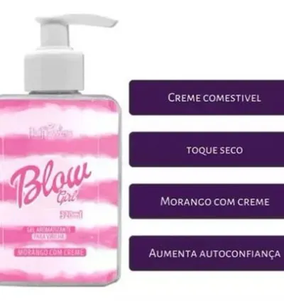 Blow Girl Gel Aromatizante Beijável Morango Com Creme 320ml